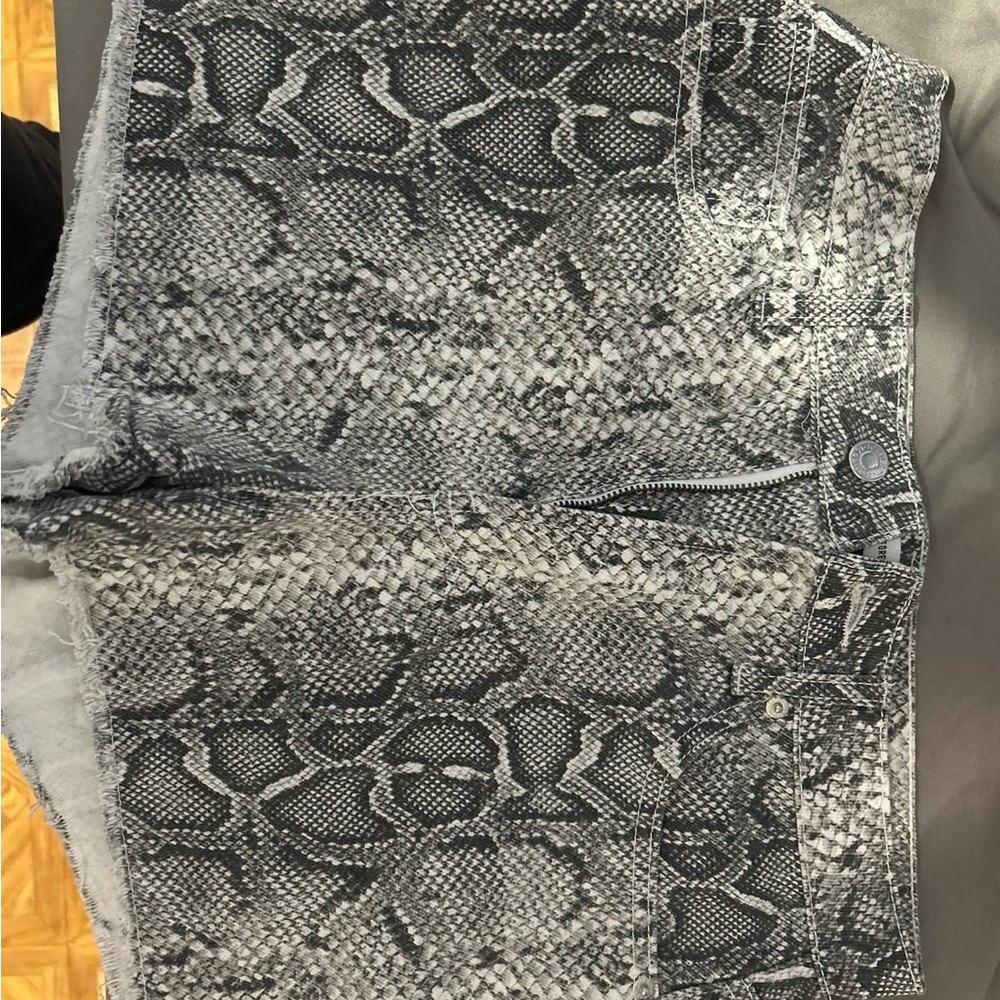 Forever 21 Snake Print Jean Shorts - Black and Gray